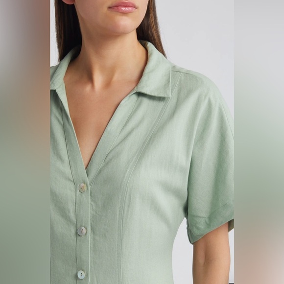 Madewell Mint Green Button-Down Midi Dress - Picture 3 of 5
